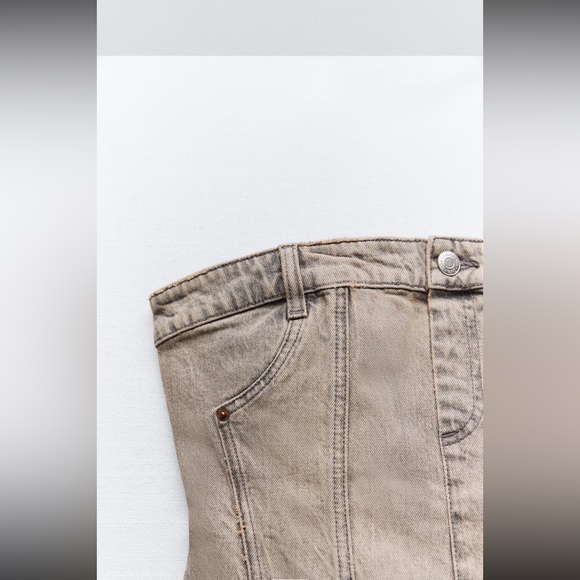 NWT ZARA CORSET STYLE DENIM TOP TRF - Picture 7 of 7